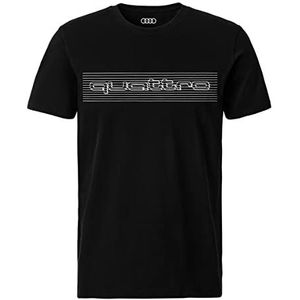 audi quattro t-shirt zwart heren, zwart, S