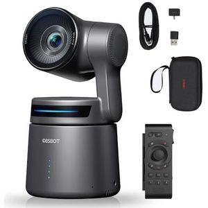OBSBOT Tail Air 4K Webcamstreaming met NDI, KI-tracking PTZ-camera, AI-Auto Track, intelligente app, gebaren en afstandsbedieningen, HDMI/USB-C draadloos, videocamera met Smart Remote