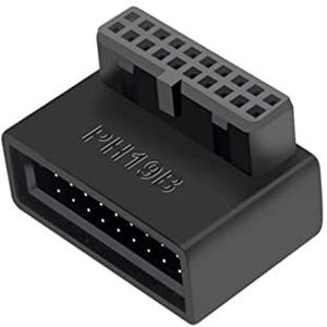 SHANFEILU USB 3.0 90 Graden Moederbord Adapter 19 Pin/20 Pin Mannelijk naar Vrouwelijk Uitbreiding Adapter L Draai Rechte Hoek Socket voor Desktop Moederbord (Down Angle PH19B)