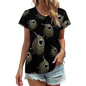Leuke Dikke Kiwi Vogel Vrouwen V-hals T-shirts Leuke Grafische Korte Mouw Casual Tee Tops S