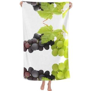 Zhaoyugoods Paarse en groene druiven bedrukte strandlaken - oversized 80 x 130 cm microvezel absorberende waterbadhanddoek - schattige lichtgewicht en superzachte badhanddoek