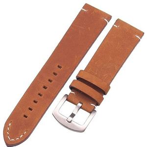 Italiaanse Lederen Horlogebanden Zwart Donkerbruin Mannen 18 20 22mm Zachte Vintage Horloge Band Riem Metalen Pin Gesp Accessoires (Color : Dark brown silver, Size : 22mm)