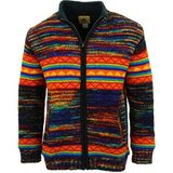 LOUDelephant - Hand Gebreid Wollen Jas - Zwart Rainbow Orange - Unisex