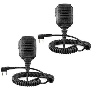 Retevis RS114 Radio Luidsprekermicrofoon IP54 Waterdicht 2-Pins Handheld Speaker Microfoon Compatibel met Walkie Talkie Retevis RT24 RT27 RT21 RT22 RT15 RT617 Baofeng BF-88E BF-888S Kenwood(2 St.)