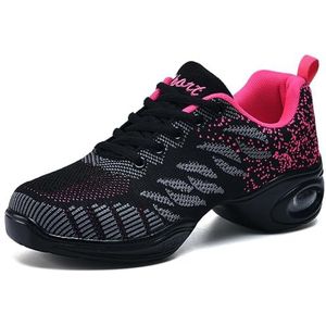 Hiuzylqx Dames dansschoenen Veterschoenen Ballroom Jazzschoenen Lichtgewicht Ademend Platform Mesh Sneakers Casual voor veel dansdisciplines,B,35 EU