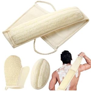 BETLYS Natuurlijke Loofah Spons Exfoliërende Body Scrubber, Loofa Back Scrubber voor Doucheset voor Mannen en Vrouwen (3 Pack), Luffa Spons Pads & Exfoliërende Handschoen Diepe Reiniging & Verkwikken