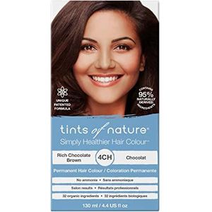 Tints of Nature Rich Chocolate Brown Permanent Hair Dye 4CH Nourishes Hair & Covers Greys - Single Pack