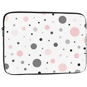 Roze Grijs Wit Moderne Polka Dot Patroon Gedrukt Laptop Sleeve Bag Notebook Sleeve Laptop Case Computer Beschermhoes 15 inch