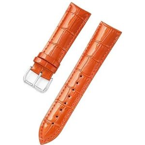 LQXHZ Echt Lederen Horlogeband Horlogeband Slubpatroon Ijsoppervlak Glanzende Band 12 14 16 18 20 22 Mm Horlogeband Horlogeaccessoires(Orange,14mm)