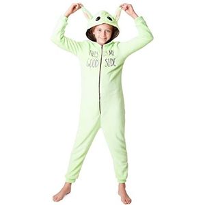 Star Wars Onesie Jongen van Baby Yoda, Mandalorian The Child Eendelige Pyjama, Star Wars Kleding, Onesie Fleece Kind, Nachtkleding Kinderen, Cadeau Jongens (Groen, 9-10 Jaar)