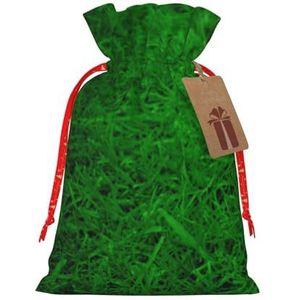 Groene Gazon Honkbal Handschoen Print Christmas Gift Bags Jute Kerst traktatie Zakken Met Drawstring Candy Bag Voor Vakantie Geschenken