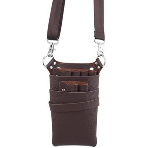 PXAMORTEL Kapperstas PU leren tas met verstelbare riem Riem for het opbergen van kappersgereedschap Scharen Clips Holster Kammen Hoge capaciteit kapperstas(Brown)