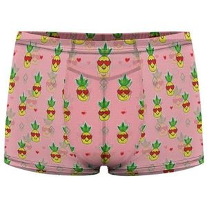 Leuke Ananas Hart Zonnebril Heren Boxer Slips Sexy Shorts Mesh Boxers Ondergoed Ademend Onderbroek Thong