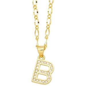Dames gouden 26 letters ketting CZ kristal naam brief ketting verjaardag sieraden (Style : B)