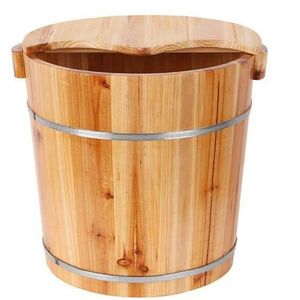 PA-DABAOO Houten Voetbassin, Houten Voetbad Met Deksel, Hydromassagevoettherapiekom, Massief Houten Voetbad Emmer, Pedicure Bassin, Voet Weken Voor Huis Sauna Spa,A2 style