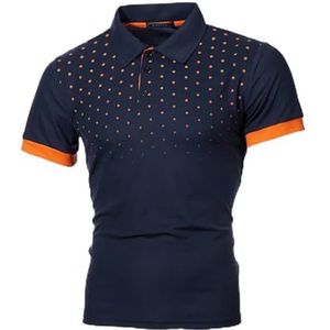 LQHYDMS T-shirts Mannen Mannen Shirt Tennis Shirt Dot Grafische Plus Size Print Korte Mouw Dagelijkse Tops Basic Streetwear Golf Shirt Kraag Business, Nablue Geel C, 4XL