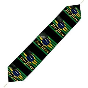 Braziliaanse Jiu-Jitsu Amerikaanse vlag tafelloper kort pluche tafelkleed linnen decoratieve tafelkleed voor feest bruiloft decor 200 x 33 cm