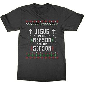 Cliquewear Jesus is The Reason for The Season Christmas Ugly Sweater T-shirt, Zwart, XXL