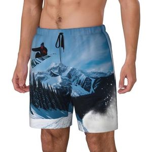 Yyoretp Hawaiiaanse zwembroek voor heren, sneldrogend, strandshorts met mesh-voering en zakken, Zwart, M