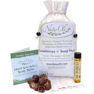 NaturOli Soap Nuts / Soap Berries. 1-Lb USDA ORGANIC (240 loads) + 18X BONUS! (12 loads) Select Seedless. Waszak, Tote Bag, 8-pg info. Organic Laundry Soap / Natural Cleaner. Gemaakt in de VS! door