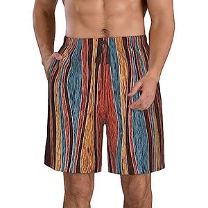 PHTZEZFC Kleurrijke strepen print heren strandshorts zomer shorts met sneldrogende technologie, lichtgewicht en casual, Wit, XL