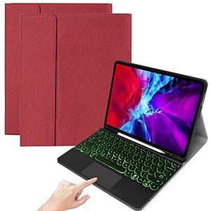 QYiD Toetsenbord hoes voor iPad Pro 12.9 2021/2020/2018, Soft TPU Achterkant van de Standaard met 7-verlicht kleurentoetsenbord Draadloos Touchpad muis Toetsenbord, Rood