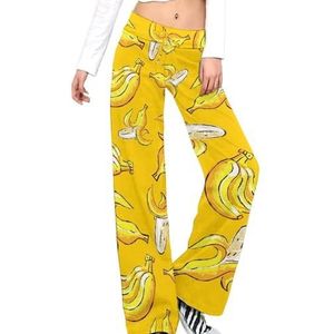 Banana Tropics Damesbroek, casual broek, elastische taille, loungebroek, lange yogabroek, rechte pijpen