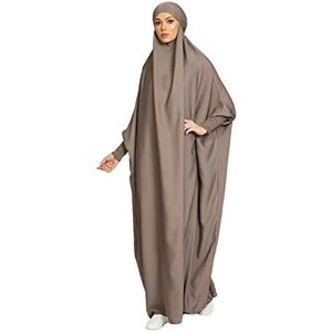 RUIG Damesjurk, moslim, gebed, abaya, islamitische tuniek, maxi kaftan, Afrikaan, Turkije, islam, Dubai, Turkije, lange jurk met hijab, Grijs, one size