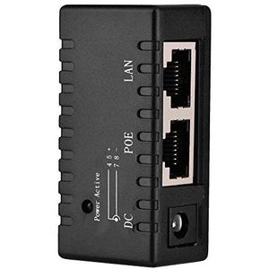 48V POE Injector Adapter 2 Port 10/100 Mbit/s POE Splitter Power Over Ethernet Injector Adapter voor LAN-netwerken (zwart)
