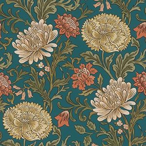 Rasch Behang 553154 - Kleurrijk vliesbehang uit de collectie Salisbury met bloemenmotief in verschillende kleuren op donkerblauwe achtergrond met lichte structuur - 10,05 m x 53 cm (L x B)