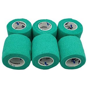 PintoMed - 6 x GROEN - Samenhangend Verband - Cohesive Bandage - 6 rollen x 5 cm x 4,5 m Zelfklevende flexibele verbanden, EHBO, sportverbandverbanden - Pak van 6