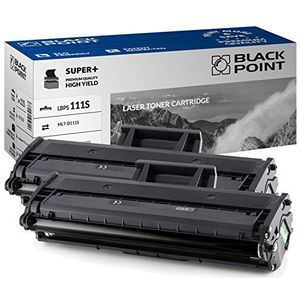 Black Point Set van 2 Toner Cartridges voor MLT-D111S (D111S) - Zwart - voor Samsung: SL-M2022 SL-M2022W SL-M2070 SL-M2070F SL-M2070FW SL-M2070W Xpress: SL-M2026W SL-M2026