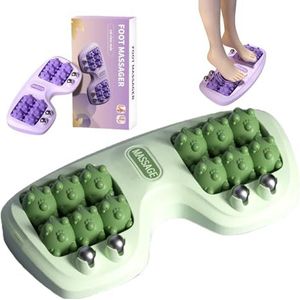 Portable Dual Foot Massage Roller, Foot Roller for Plantar Fasciitis, Dual Foots Acupressure Tools Deep Massage, Foot massager for Home and Office Use (Green)