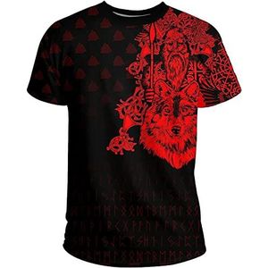 Viking Odin Wolf Heren Hoodie, 3D Gedrukt Nordic Casual Zip Sweatshirt, Unisex Rune T-shirt Top
