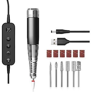 Nagelvijl elektrisch, Elektrische nagelboormachine, manicuresnijder Verstelbare snelheidsmolen for manicure, professionele pedicure Geluidsarme nagelvijlboor(Sliver)