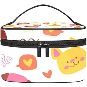 Dieren Hond Patroon Make-up Organizer Tas, Reizen Make-up Tas Organizer Case Draagbare Cosmetische Tas voor Vrouwen en Meisjes Toiletartikelen, Meerkleurig, 22.5x15x13.8cm/8.9x5.9x5.4in
