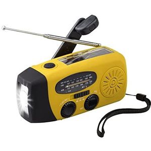 Draagbare generator, 3 In 1 Emergency Charger Zaklamp Hand Crank Generator Wind Up Solar Dynamo Powered FM/AM Radio Charger LED Zaklamp voor thuis kamperen buiten smartphone-oplader(Color:C)