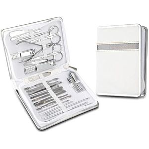 Manicureset, nagelknipperset, Set van 26 roestvrijstalen nagelknippers in meerdere kleuren(White)