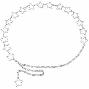 BUOKSLLY Dames StarRiem, Verstelbare Ster Chain Riem voor Vrouwen, Mode Zilver Metalen Taille Accessoires, Perfect voor Jurken en Jeans