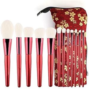 MQPALZKD 12 roze rode make-upborstels Set Beauty Makeup Tools Complete set Blush-oogschaduwborstels