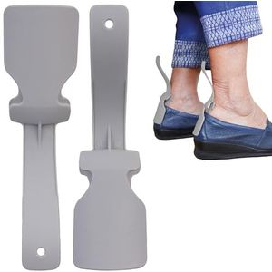 biped 2 paar mini schoenlepels met clip – praktische instaphulp voor schoenen – flexibel en compact, beschermt schoenen en sokken – voor kinderen, volwassenen en senioren z2928(grey)