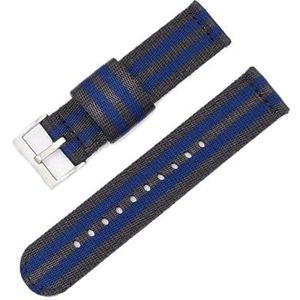 Quick release canvas nylon band vervangende band geschikt for Garmin Vivoactive 4 4s/Venu 2 2s / Forerunner 55 245 645 muziekpolsbandjes (Color : Black Blue, Size : 20mm)