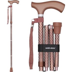 Schakelaar Stick Luxe Gegraveerde Rose Gouden Wandelstok - Vouwen En Verstelbaar