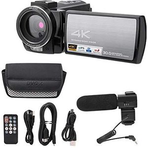 Akozon Videocamera 4K HDR-AE8 4K HD 3,0 inch touchscreen nachtzicht digitale videocamera wifi 16X (zwart)