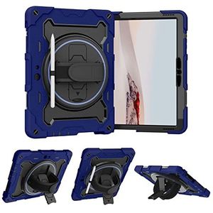 Tablethoezen Kinderhoes Compatible with Microsoft Surface Go 1/2/3 (10 inch), elastische beugel met meerdere hoeken + 360 ° verstelbare draaibare handriem Drie-in-een breukvaste schaal, valbestendig,