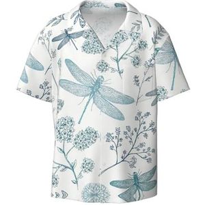 TyEdee Dragonfly1 Overhemd met korte mouwen voor heren, met zak, casual overhemd met knopen, zakelijk overhemd, Zwart, 4XL