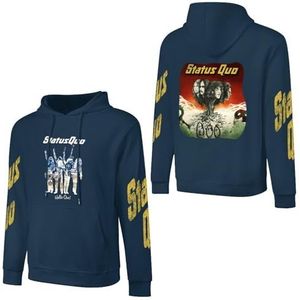 LSMCCOTP Sta-tus Logo Qu-o Katoenen Hoodie Pullover Heren Lange Mouw Sweatshirt Met Zak Voor Mannen Zachte Zwarte Hoody Basic Casual Fans Merch 3XL, Donkerblauwe stijl, XXL