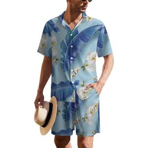 Banana Leaves And Orchid Hawaiiaanse pak voor heren, set van 2 stuks, strandoutfit, shirt en korte broek, bijpassende set