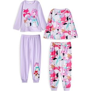 Squishmallows Pyjamaset voor meisjes, set van 2 | Veelkleurige grafische top met lange mouwen en pyjamabroek met lange pijpen voor kinderen | Nachtkleding met all-over print voor kinderen