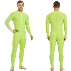 Heren lange mouwen zonwering waterdicht surf pak duikpak eendelig sneldrogend strand Rash Guard badkamerkostuum (groen, XL)